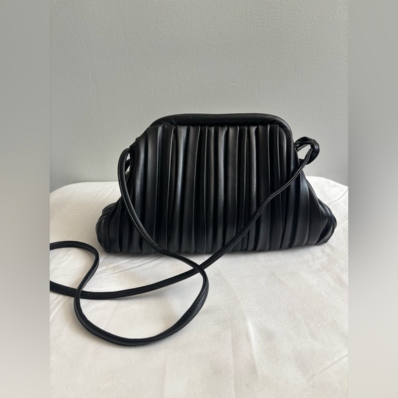 Handbags - Pleated slouchy faux leather bag with removable adjustable tie strap